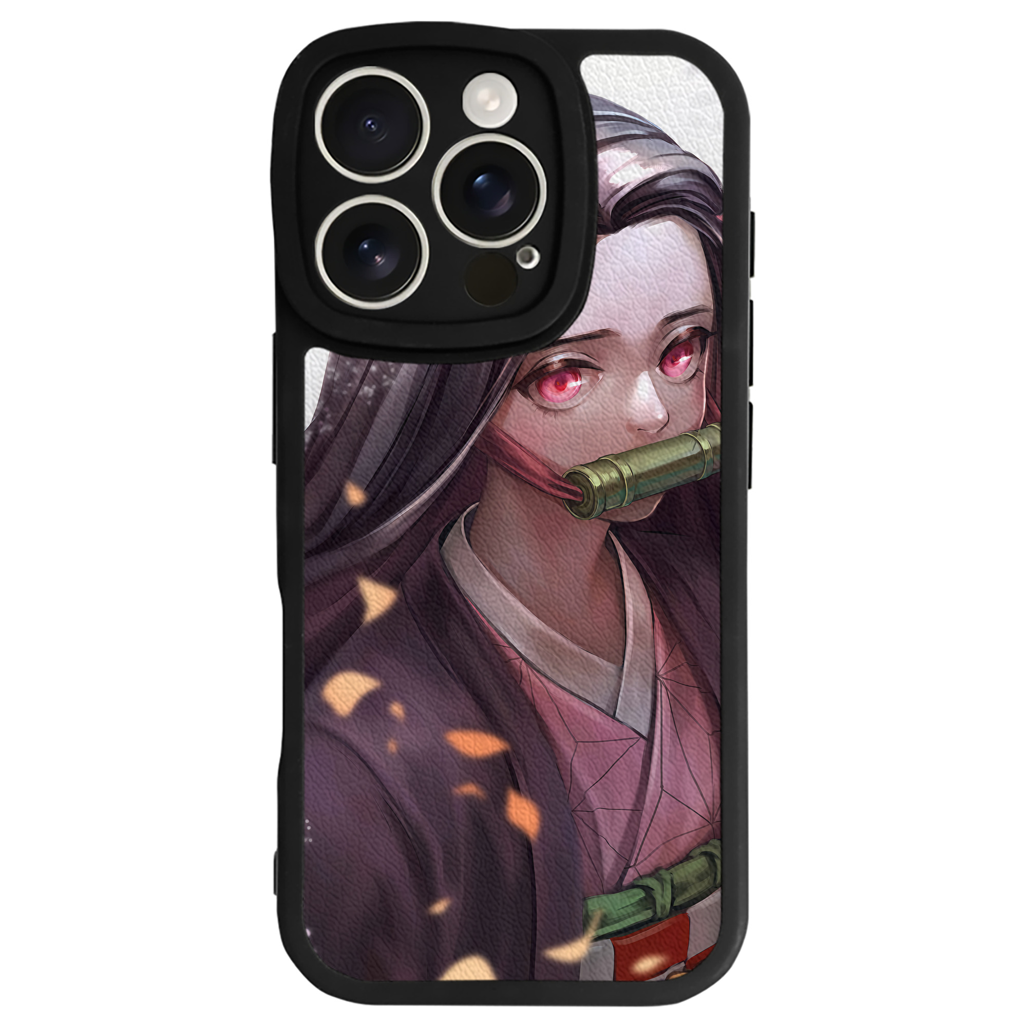 （画像用） 鬼滅の刃（きめつのやいば）竈門 禰󠄀豆子／かまど ねずこ Kamado Nezuko 【iPhone 16シリーズ対応】シリコンスマホケース（レザー調） 材質：シリコン